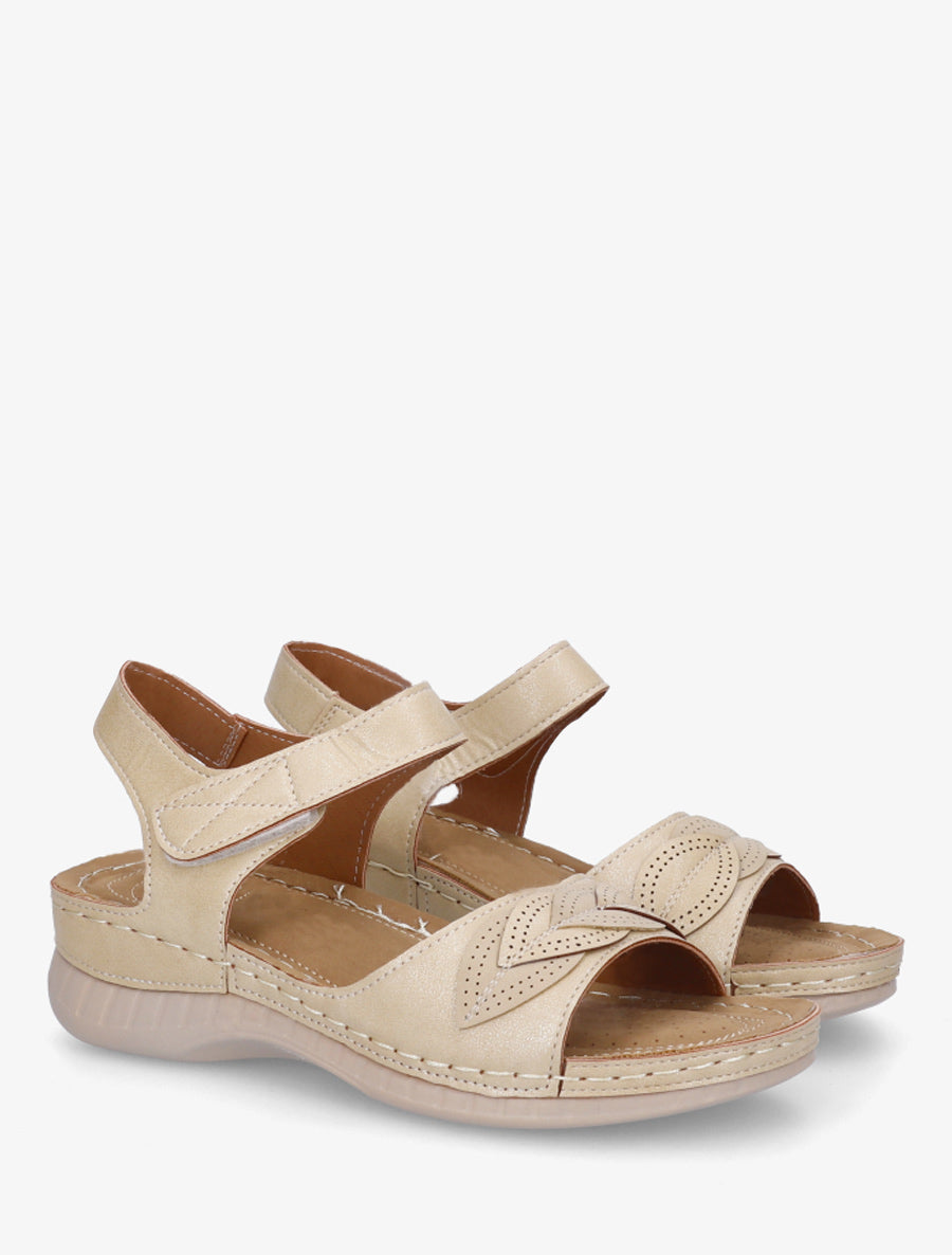 Sandales irisées à empiècements style feuilles - Beige - 4