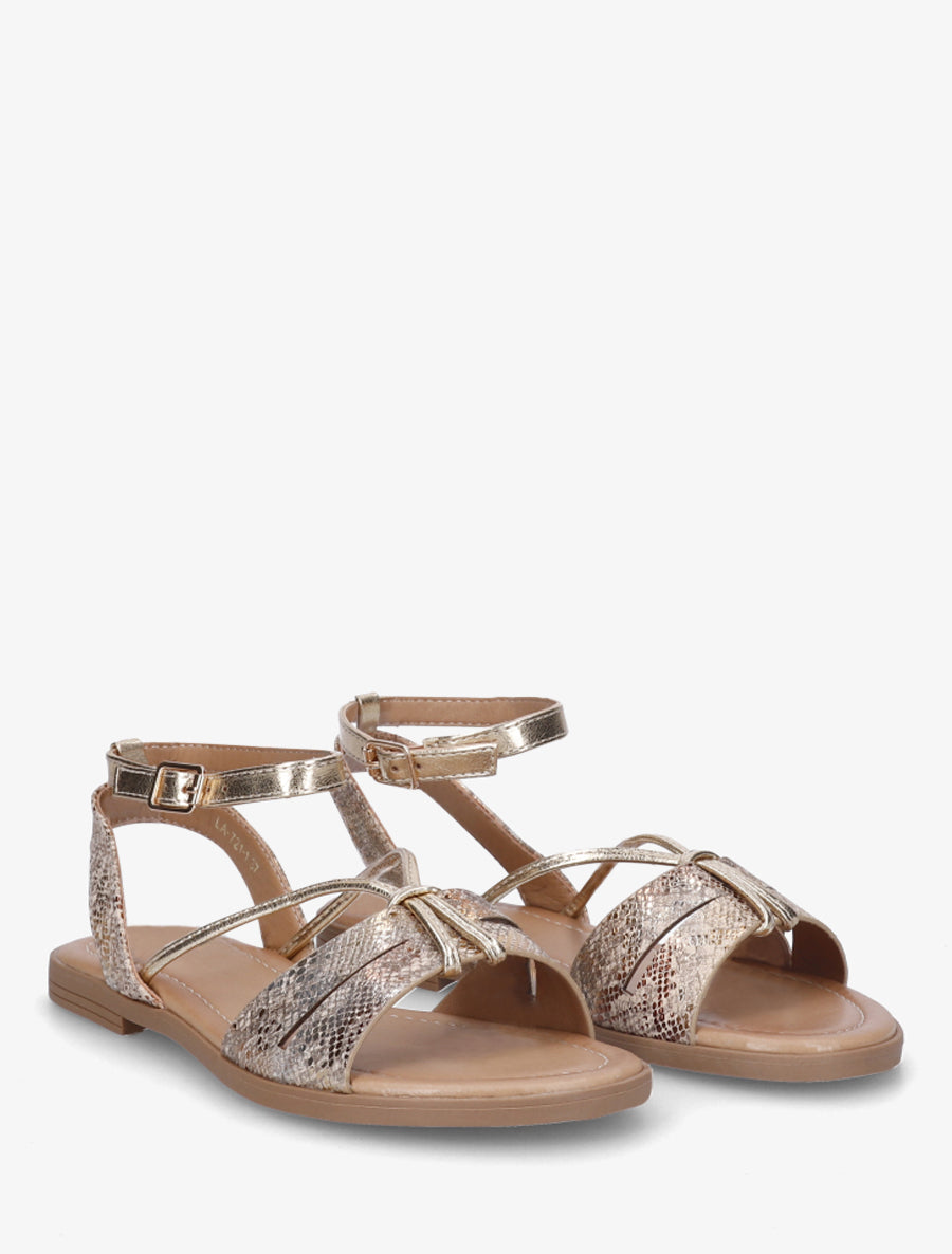 Nu-pieds en python irisé - Beige - 4
