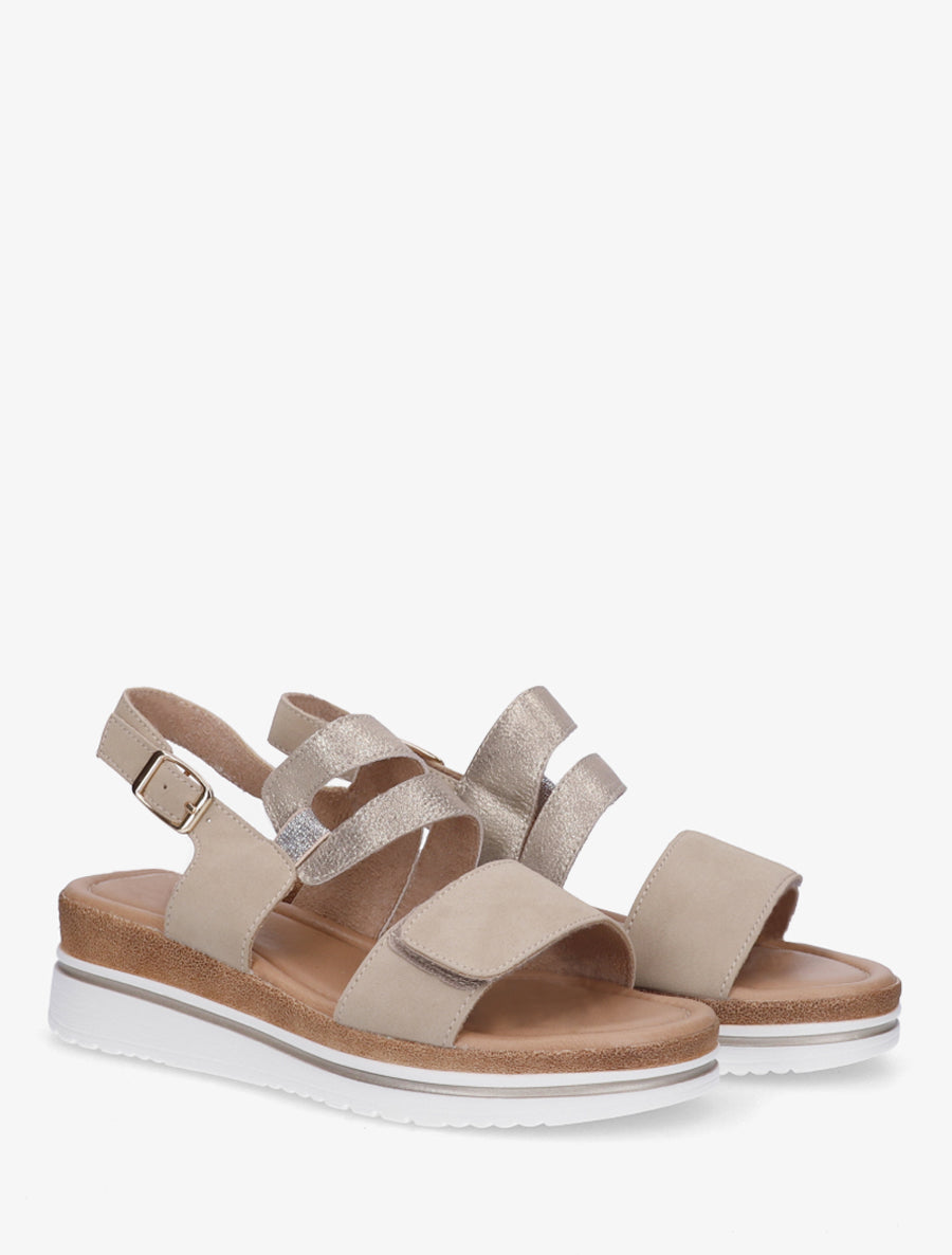 Sandales compensées irisées à scratch - Or - 4