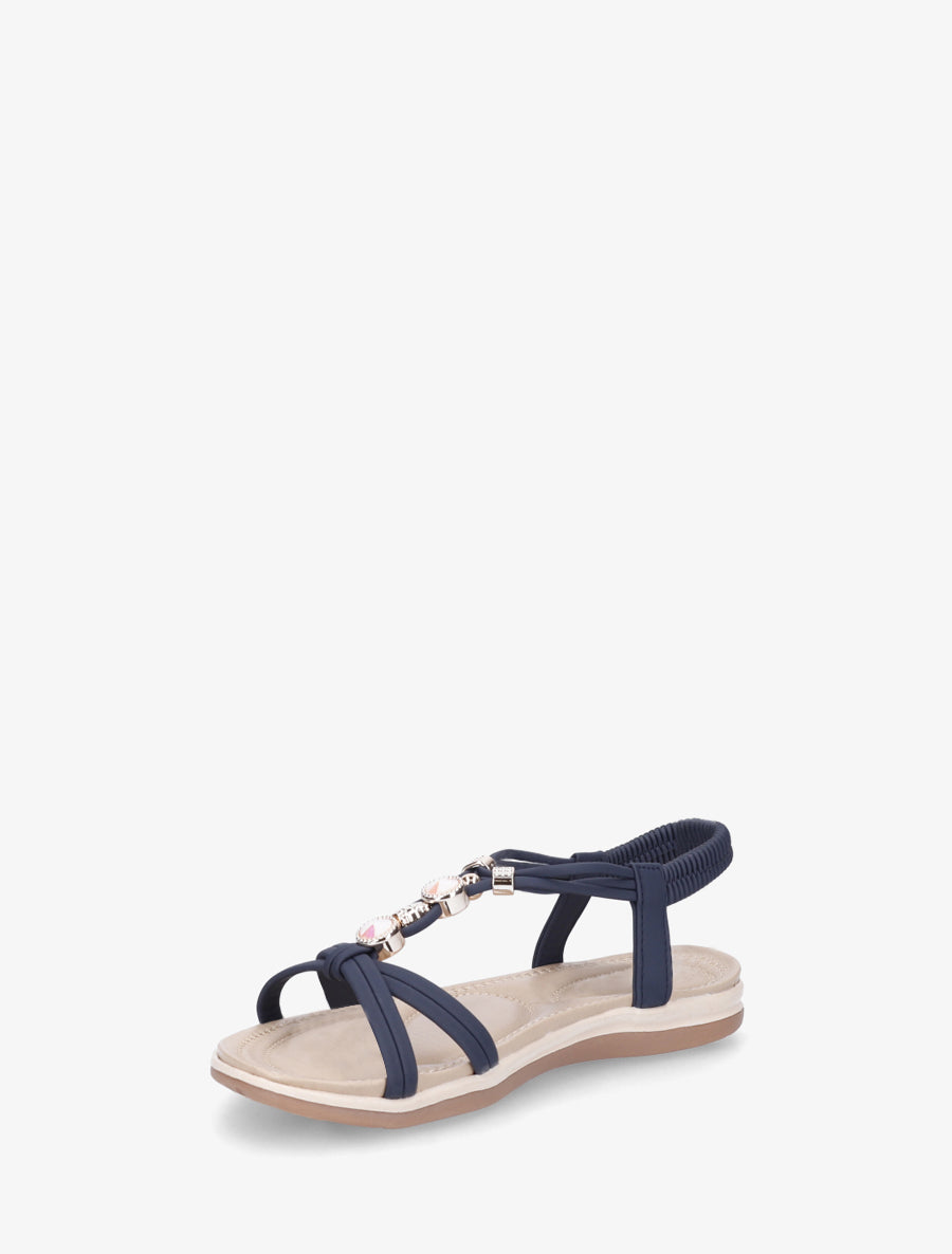 Nu-pieds à tour de cheville élastiquée - Marine - 3