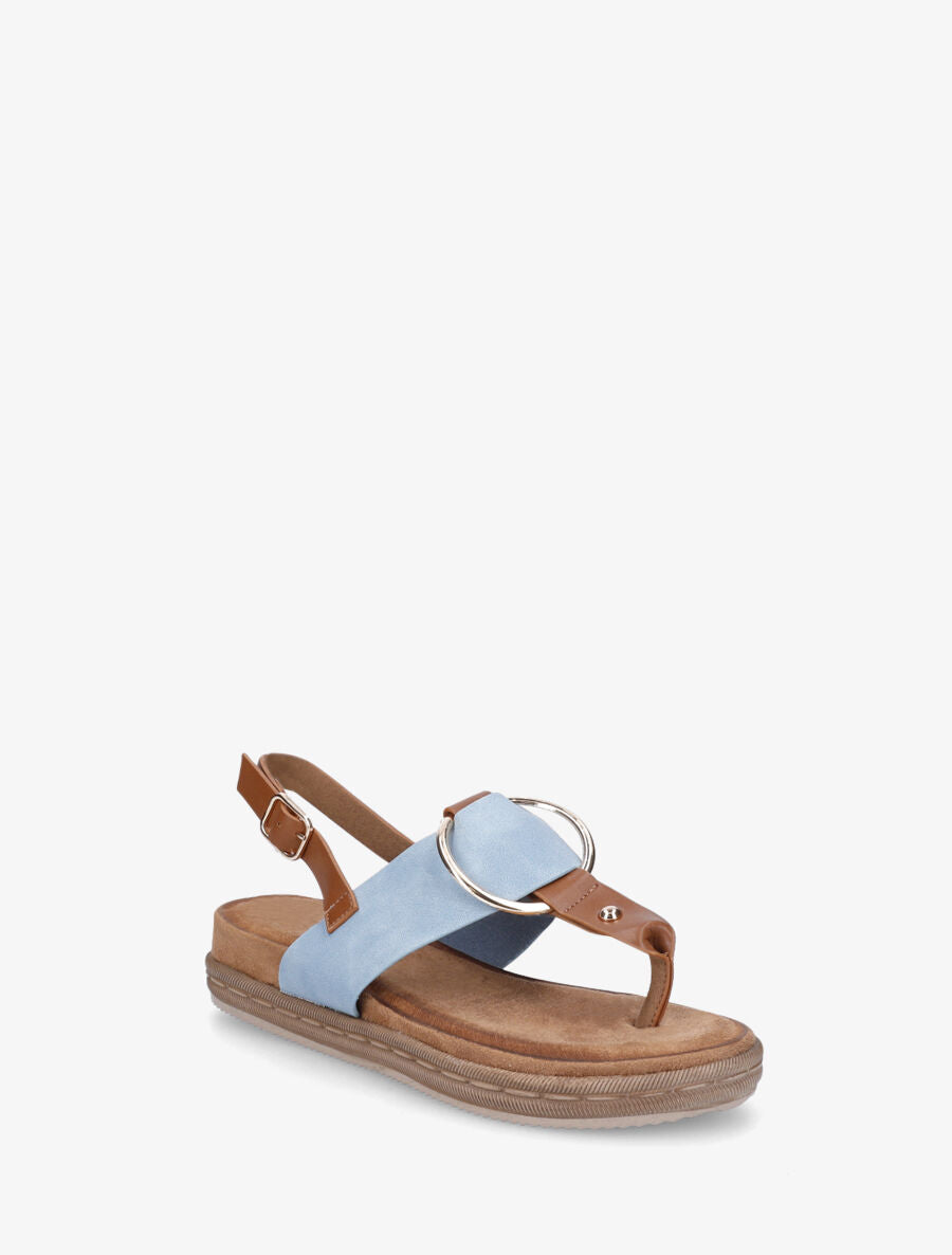 Nu-pieds en simili à anneau - Bleu clair - 2