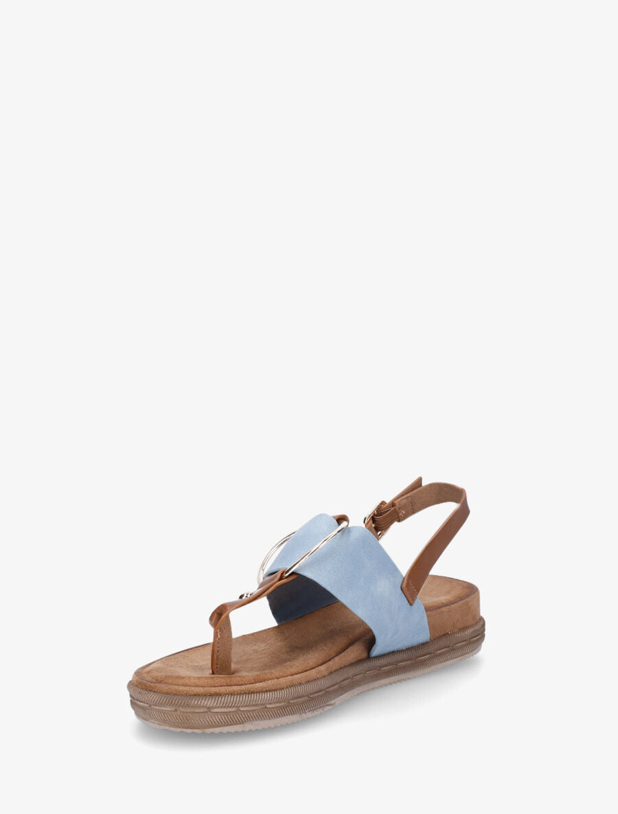 Nu-pieds en simili à anneau - Bleu clair - 3