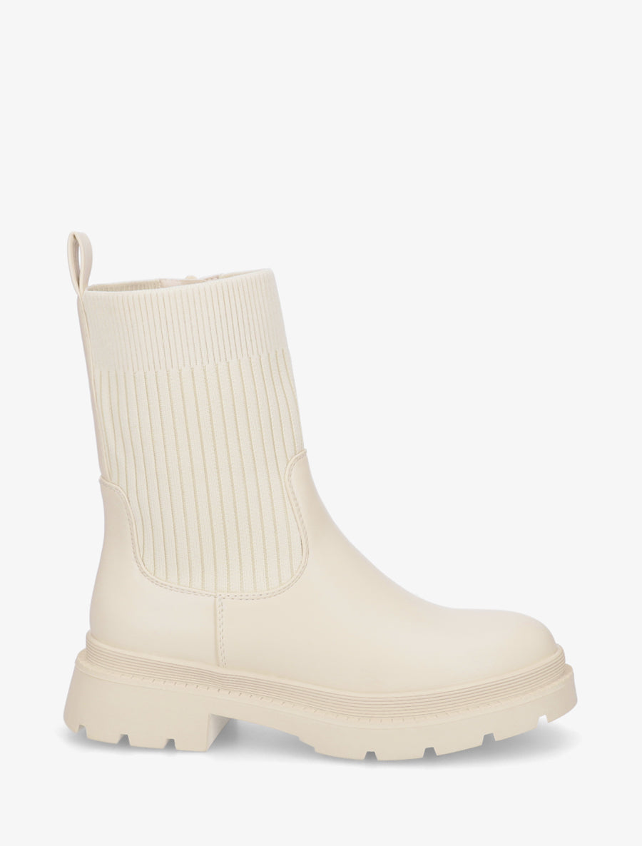 Boots bimatière à semelle crantée - Beige - 1