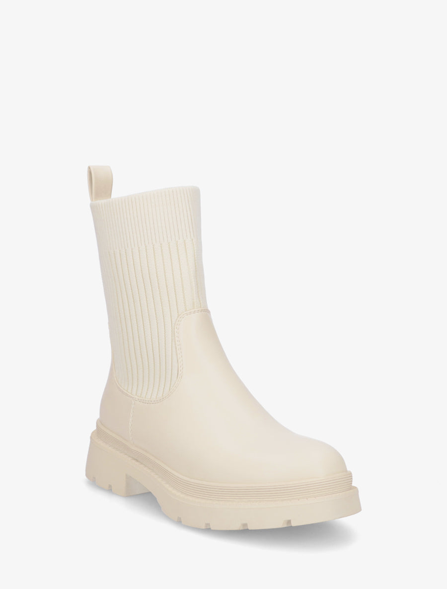Boots bimatière à semelle crantée - Beige - 2