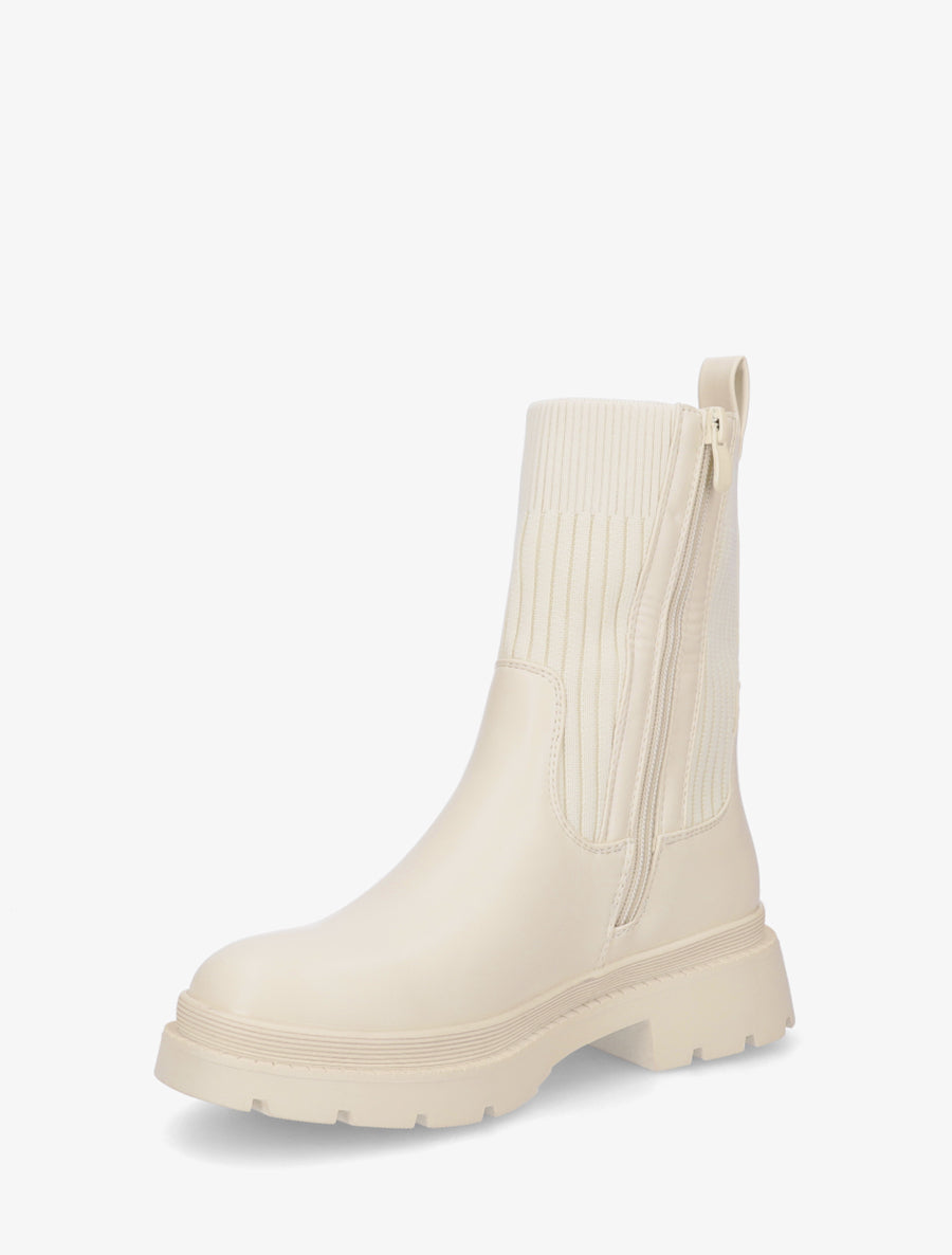 Boots bimatière à semelle crantée - Beige - 3