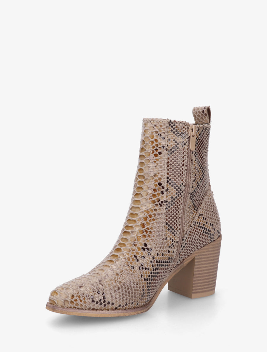 Bottines imprimé python - Beige - 3