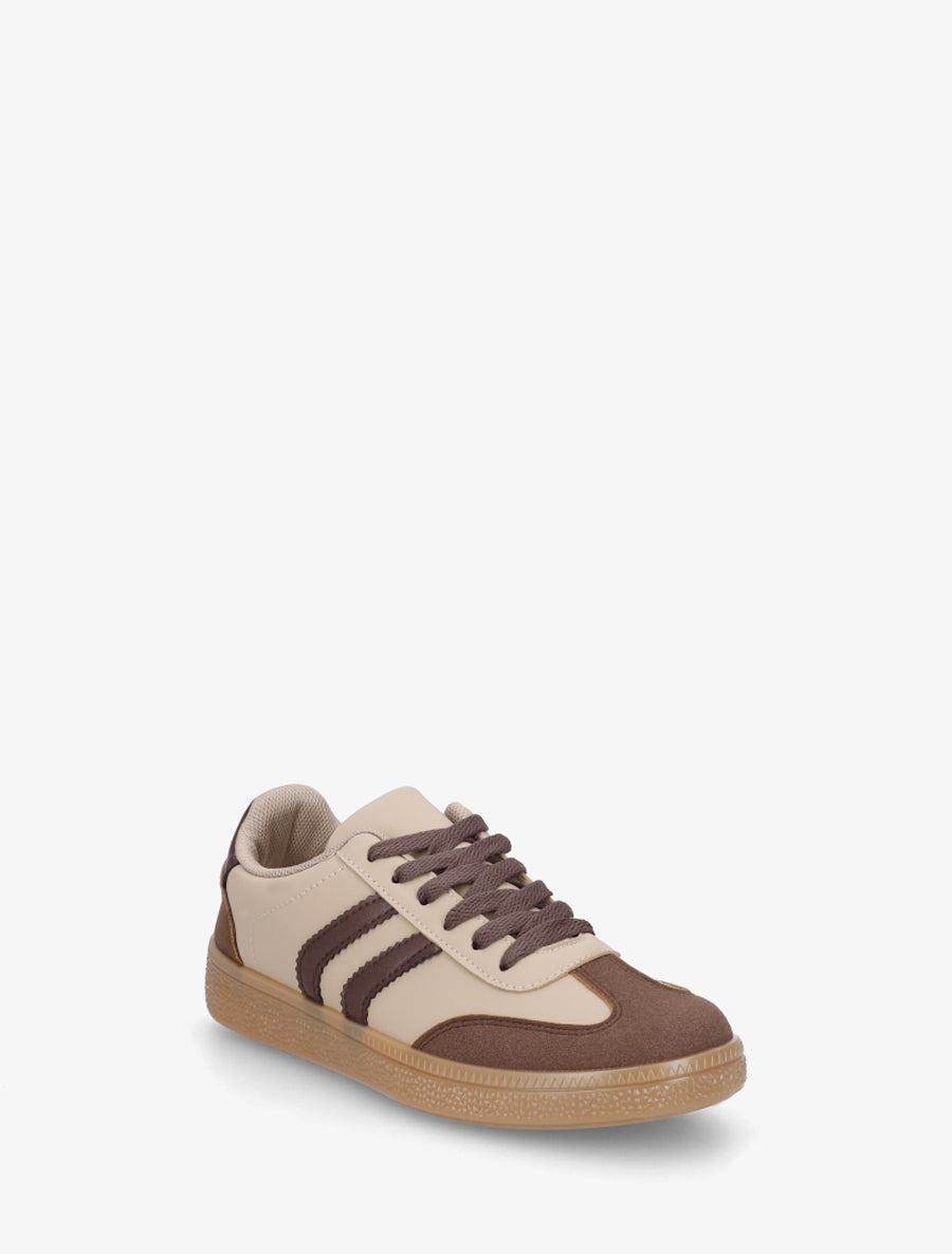 Sneakers à bandes contrastantes - Marron - 2