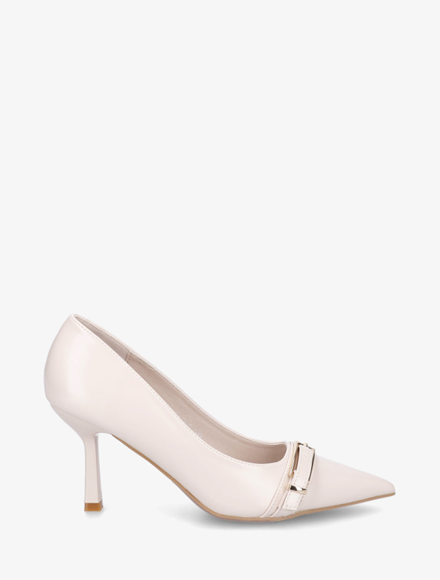 Escarpins à bout pointu et boucle - Beige - 1