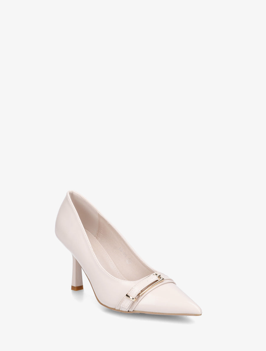 Escarpins à bout pointu et boucle - Beige - 2