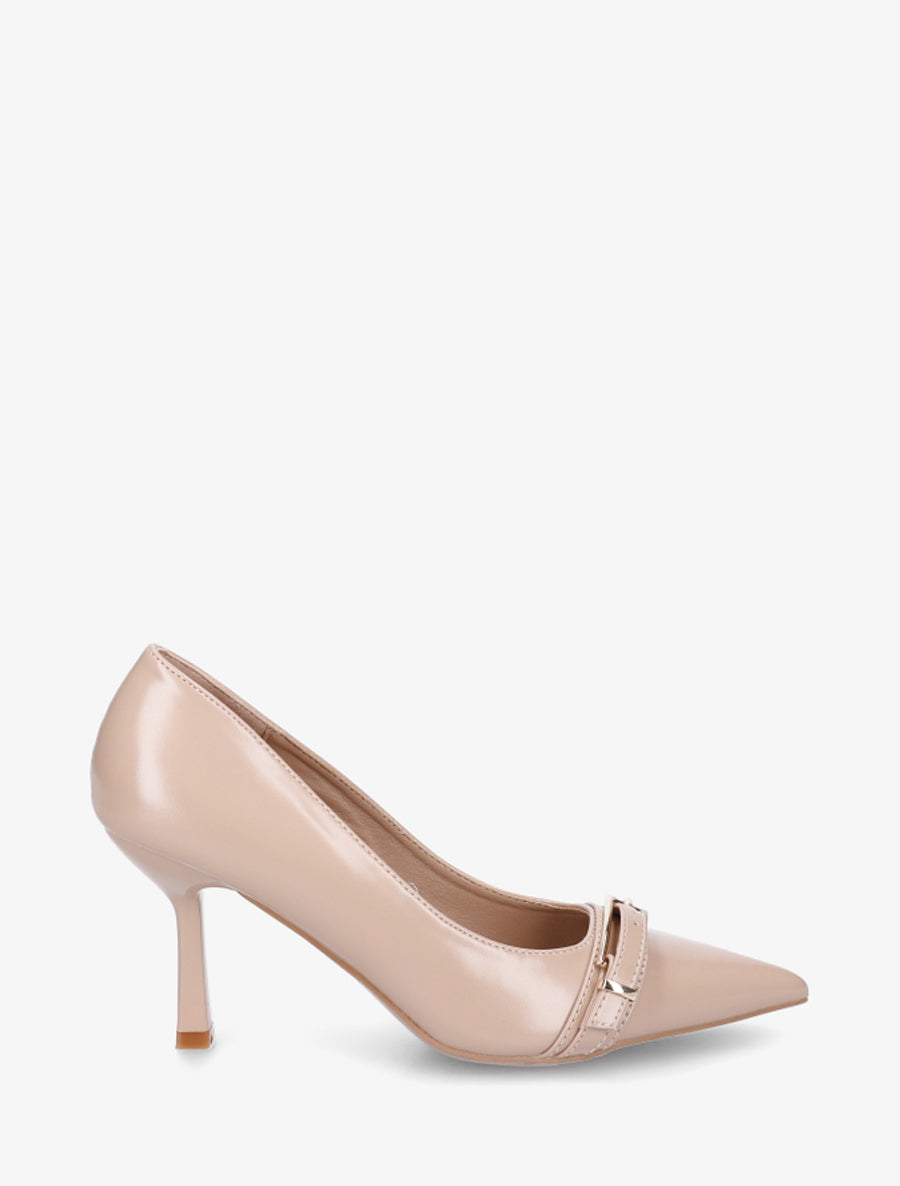 Escarpins à bout pointu et boucle - Taupe - 1