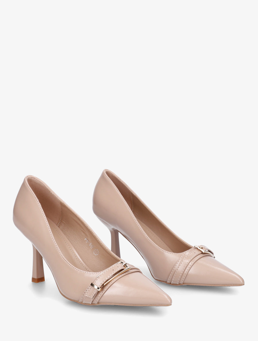 Escarpins à bout pointu et boucle - Taupe - 4