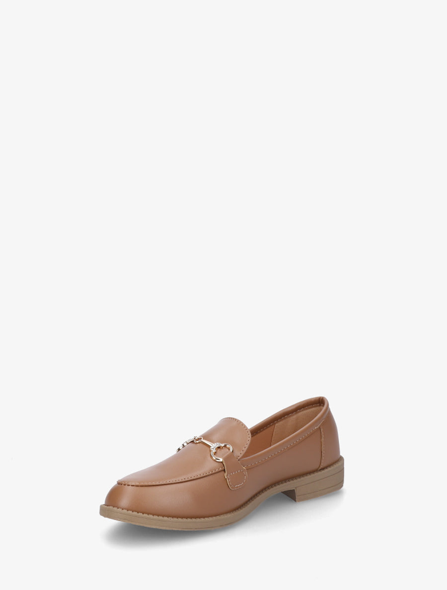 Mocassins à boucle et strass - Camel - 3