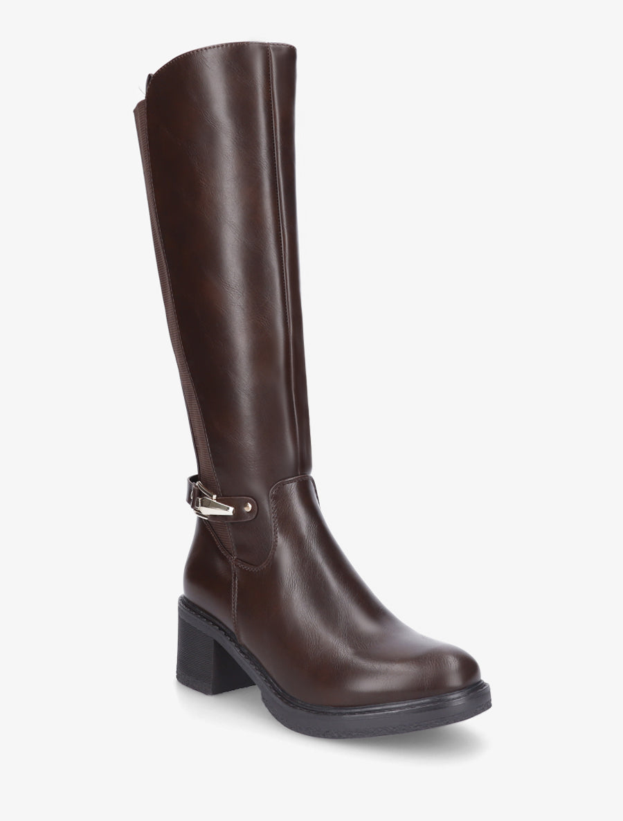 Bottes élastiquées en simili à boucle - Marron - 2