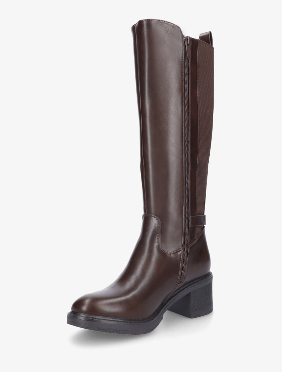 Bottes élastiquées en simili à boucle - Marron - 3