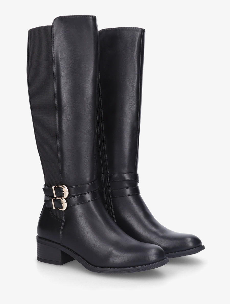 Bottes style cavalière à doucle boucle - Noir - 4