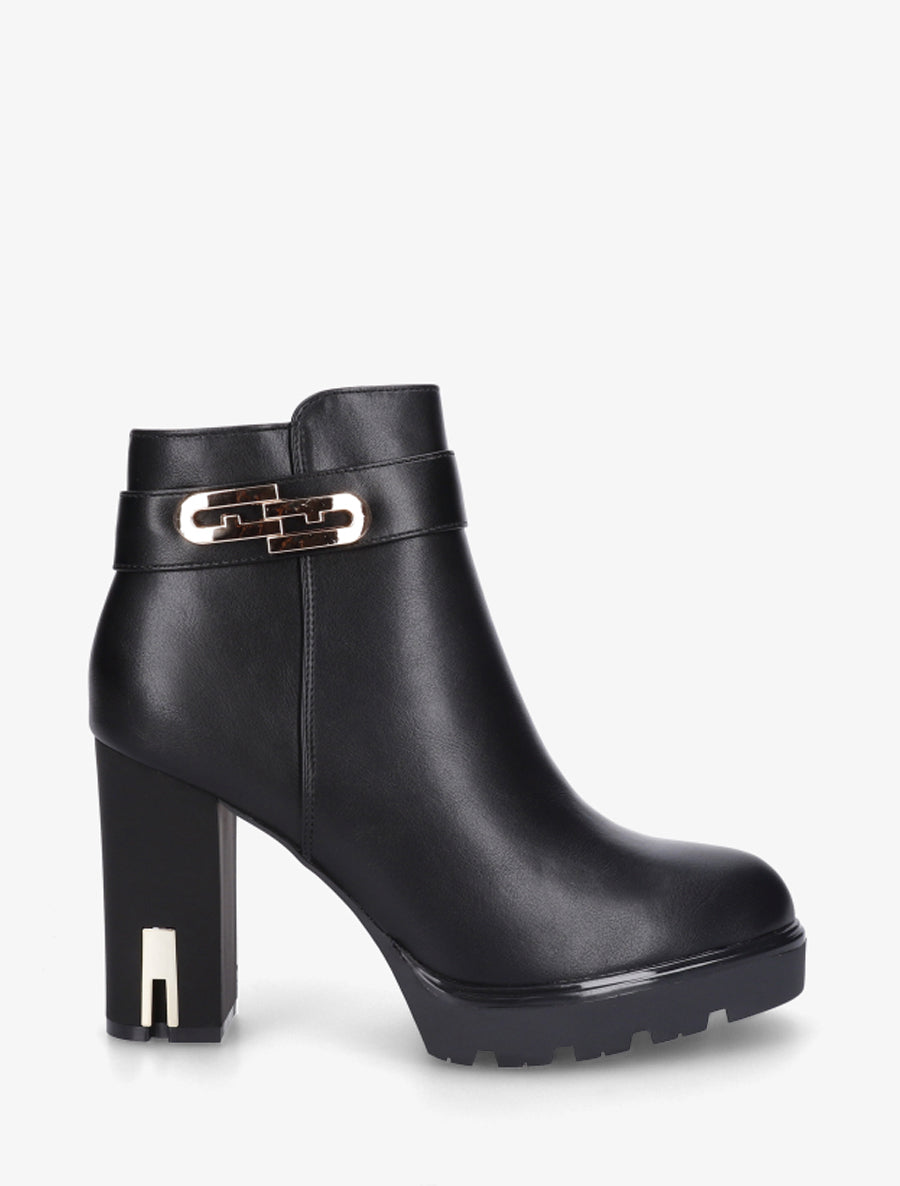 Bottines à talon et boucle fantaisie - Noir - 1