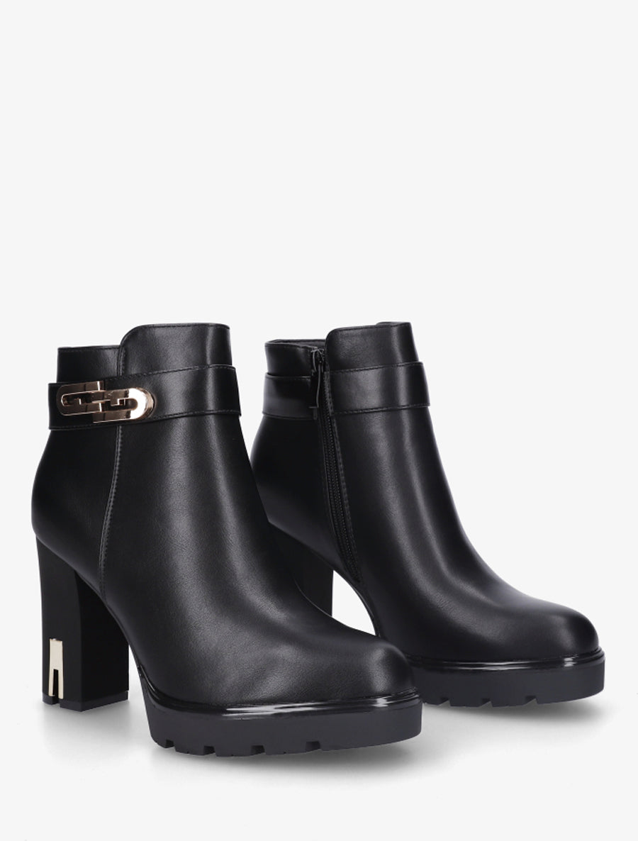 Bottines à talon et boucle fantaisie - Noir - 4