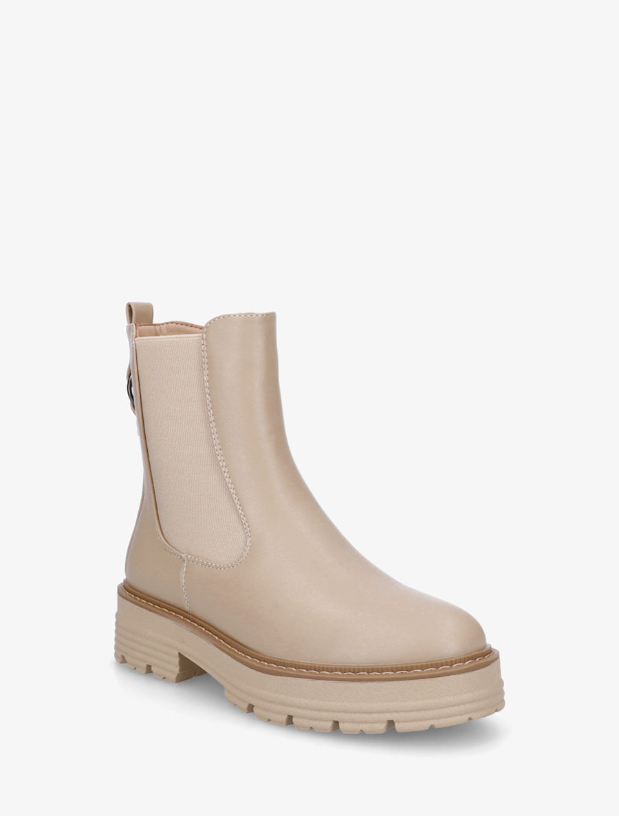 Boots élastiquées en simili - Taupe clair - 2