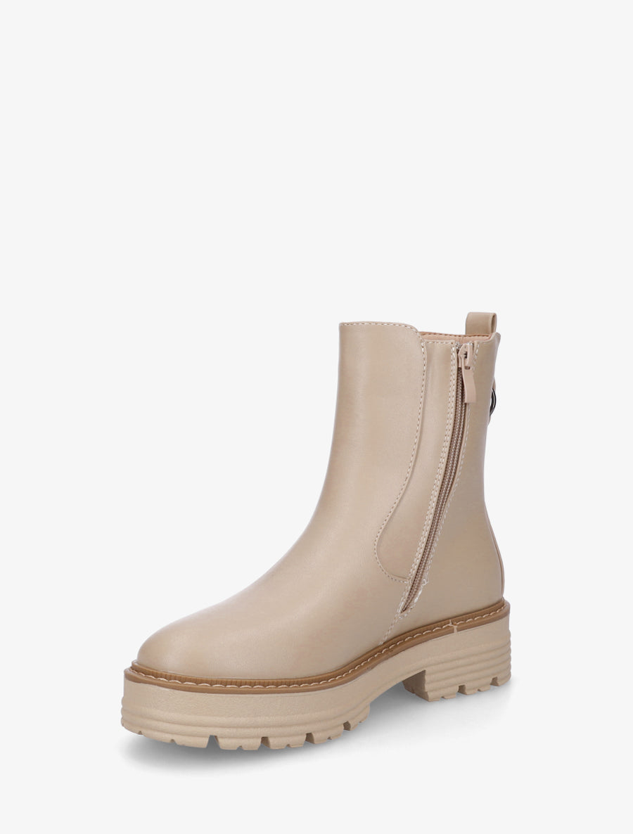 Boots élastiquées en simili - Taupe clair - 3