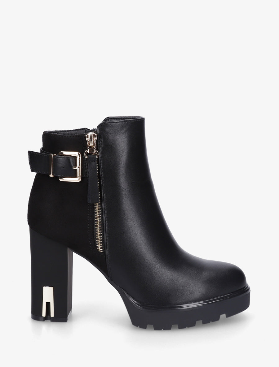 Bottines bi-matière à zip - Noir - 1
