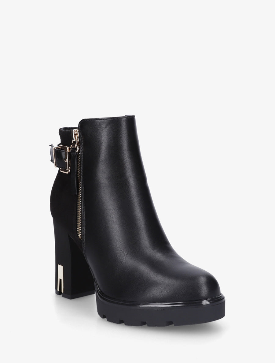Bottines bi-matière à zip - Noir - 2