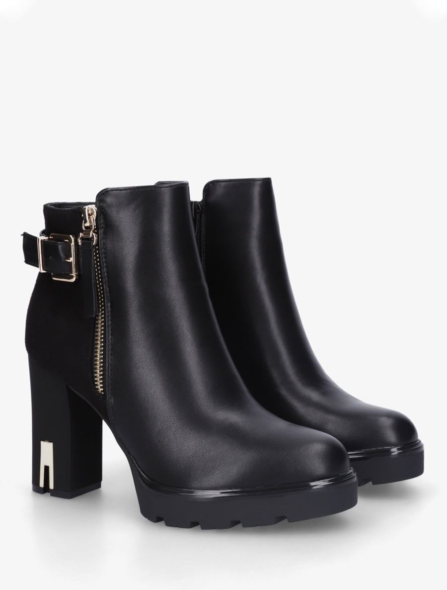 Bottines bi-matière à zip - Noir - 4