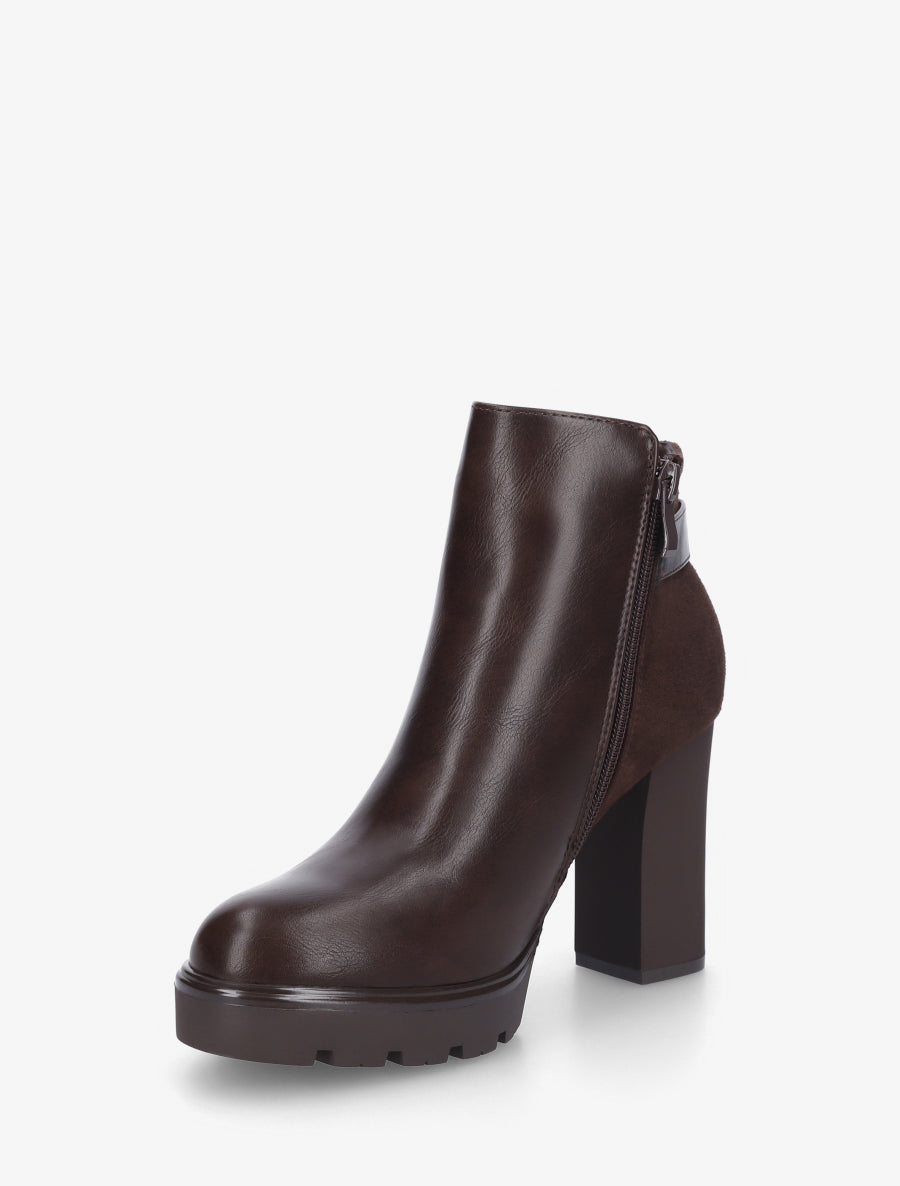 Bottines bi-matière à zip - Marron - 3