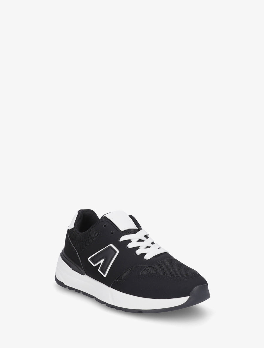 Baskets en toile et simili texturé - Noir - 2