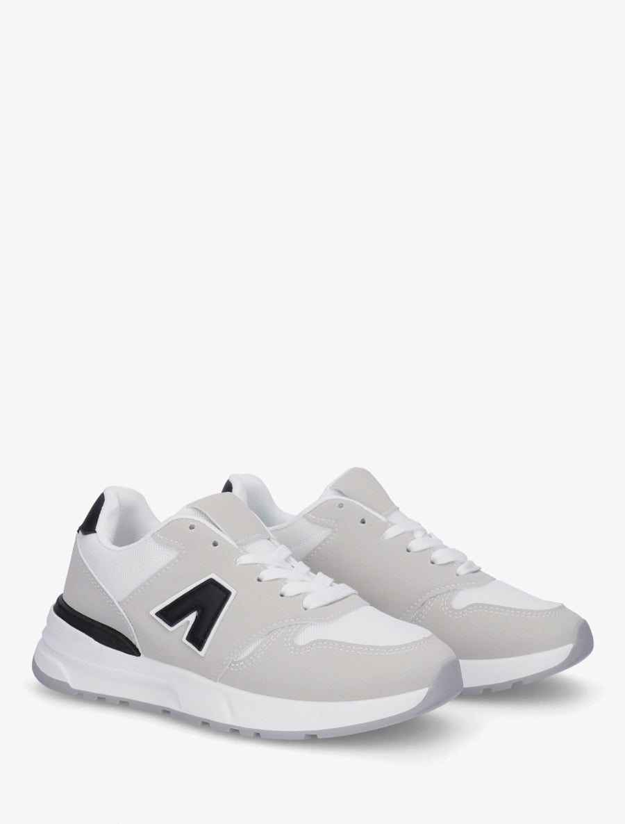 Baskets en toile et simili texturé - Blanc - 4