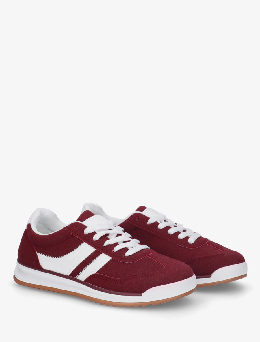 Sneakers à bandes contrastantes - Bordeaux - 4