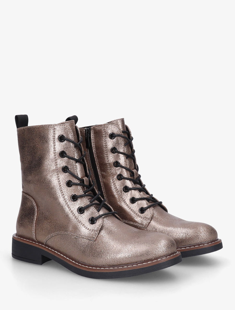 Bottines montantes à lacets - Bronze - 4