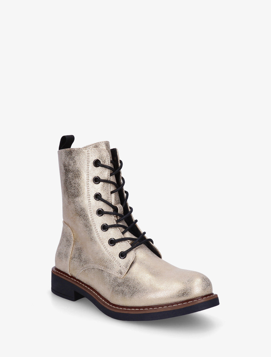 Bottines montantes à lacets - Or - 2