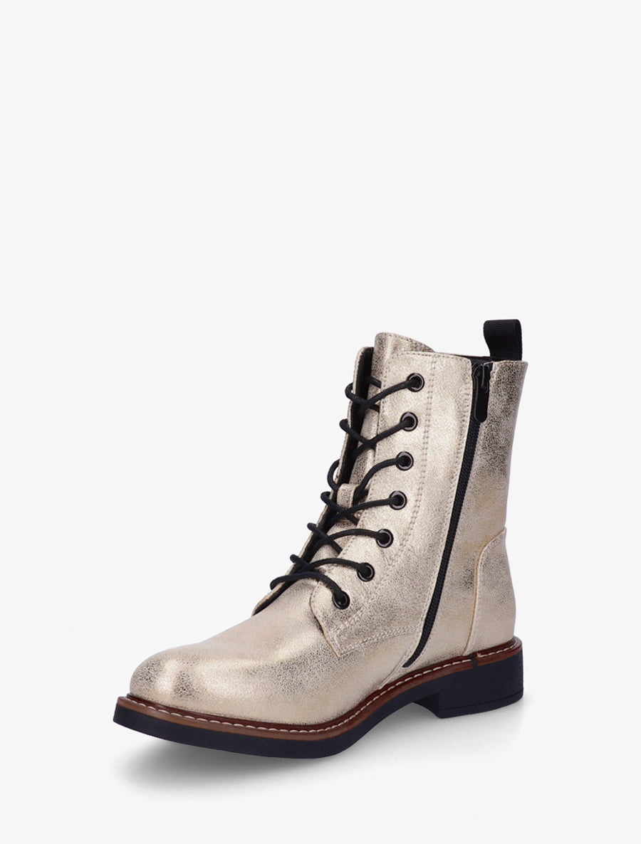 Bottines montantes à lacets - Or - 3