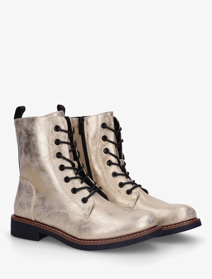 Bottines montantes à lacets - Or - 4