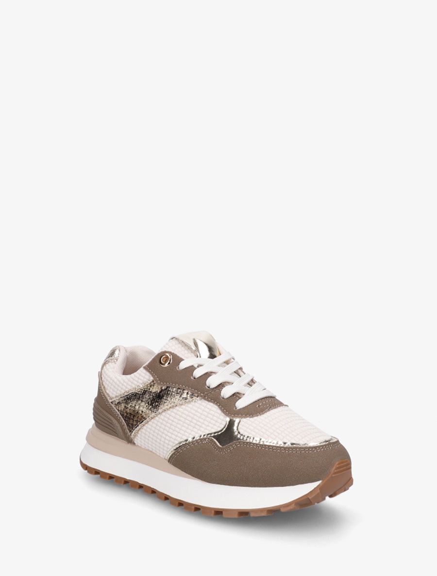 Baskets bimatière à semelle crantée - Taupe - 2