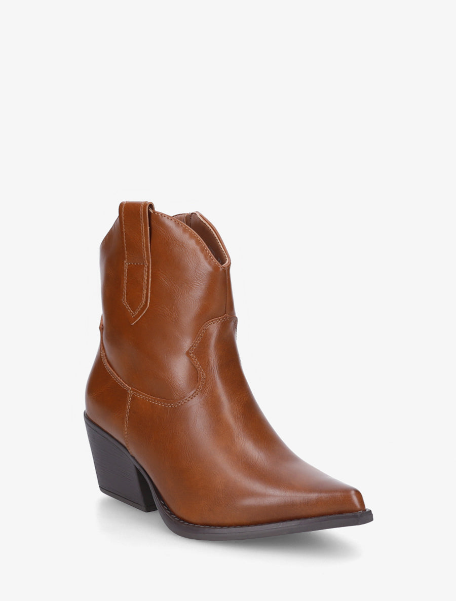 Bottines style santiag en simili - Camel - 2