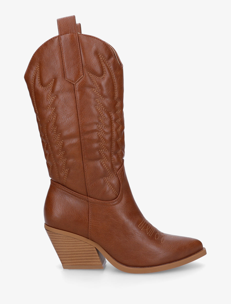 Santiags mi-haute en simili - Camel - 1