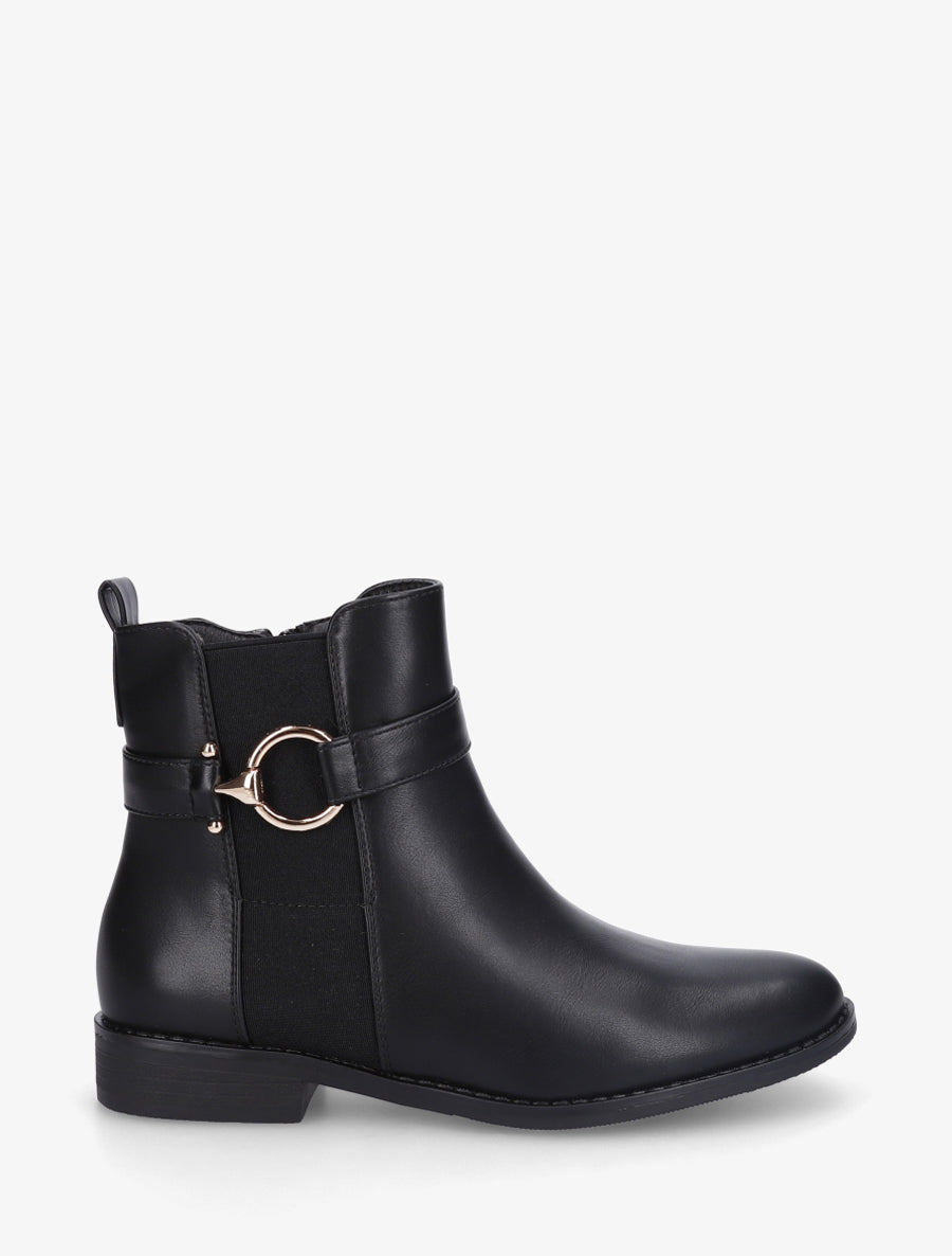 Bottines unies à cheville élastiquée - Noir - 1