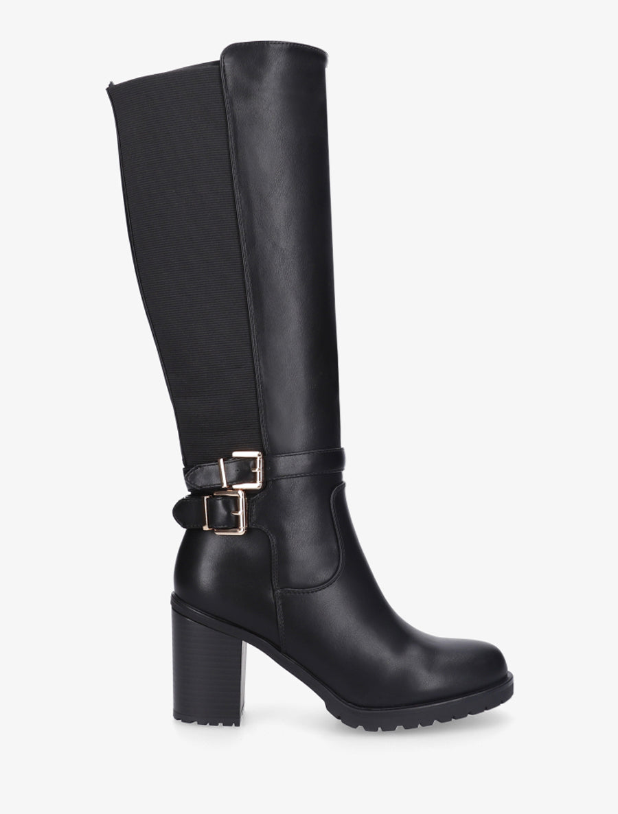 Bottes en simili à double sangles - Noir - 1