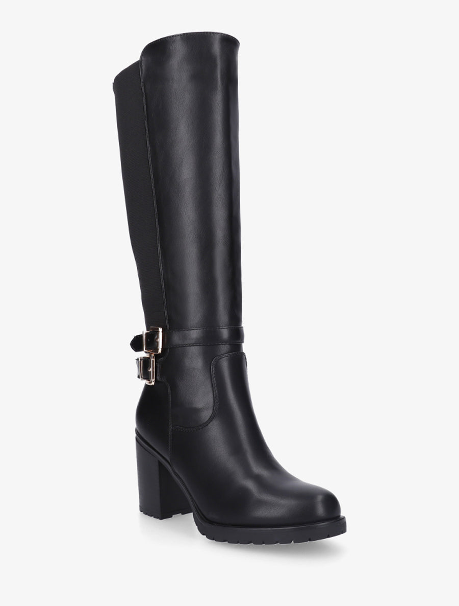 Bottes en simili à double sangles - Noir - 2