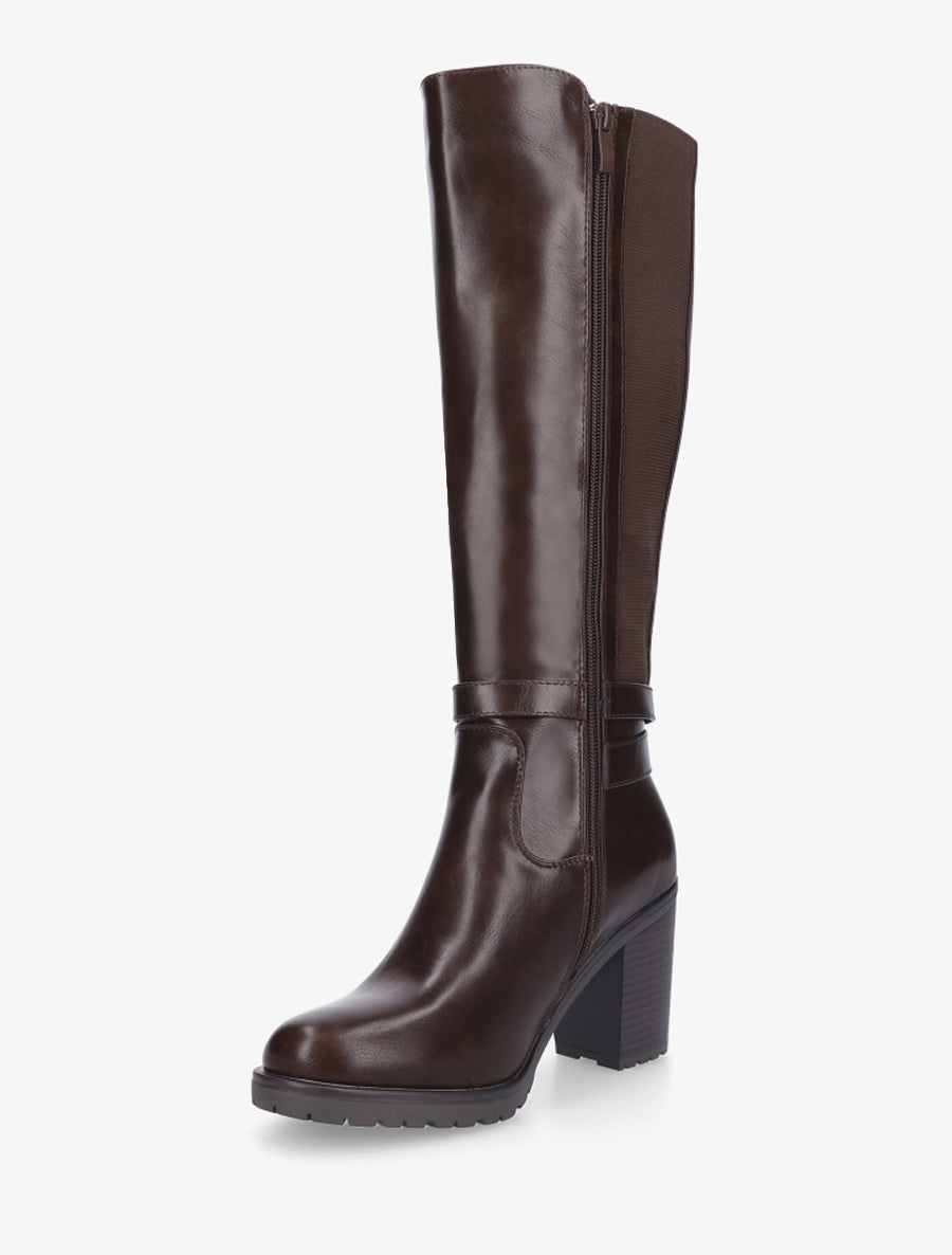 Bottes en simili à double sangles - Marron - 3