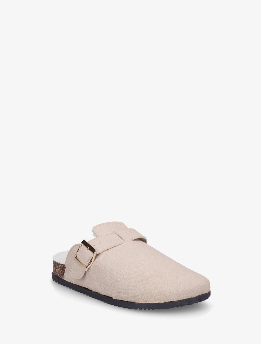 Mules fourrées en suédine - Beige - 2