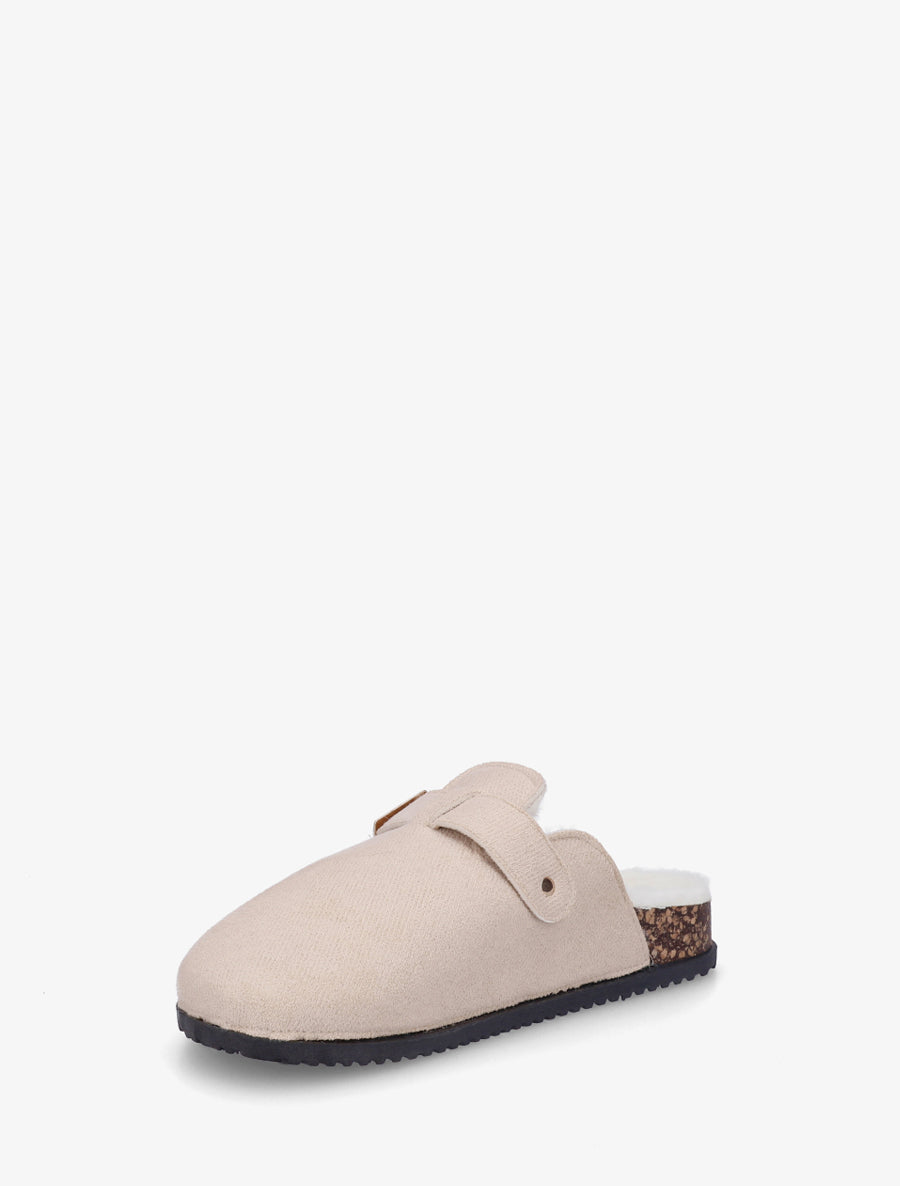Mules fourrées en suédine - Beige - 3