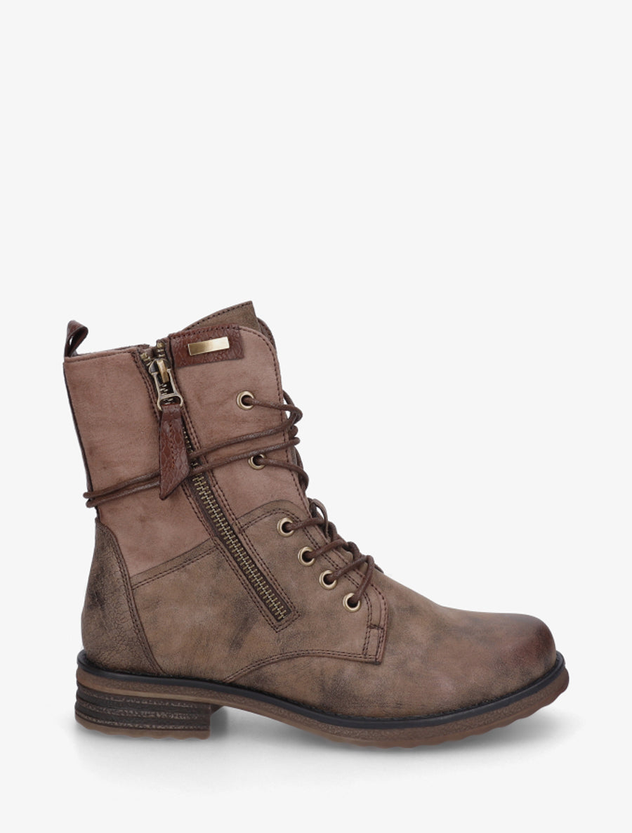 Bottines bi-matière à contrefort imprimé croco - Taupe - 1