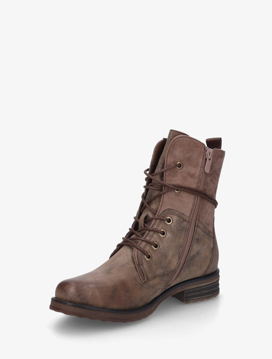 Bottines bi-matière à contrefort imprimé croco - Taupe - 3