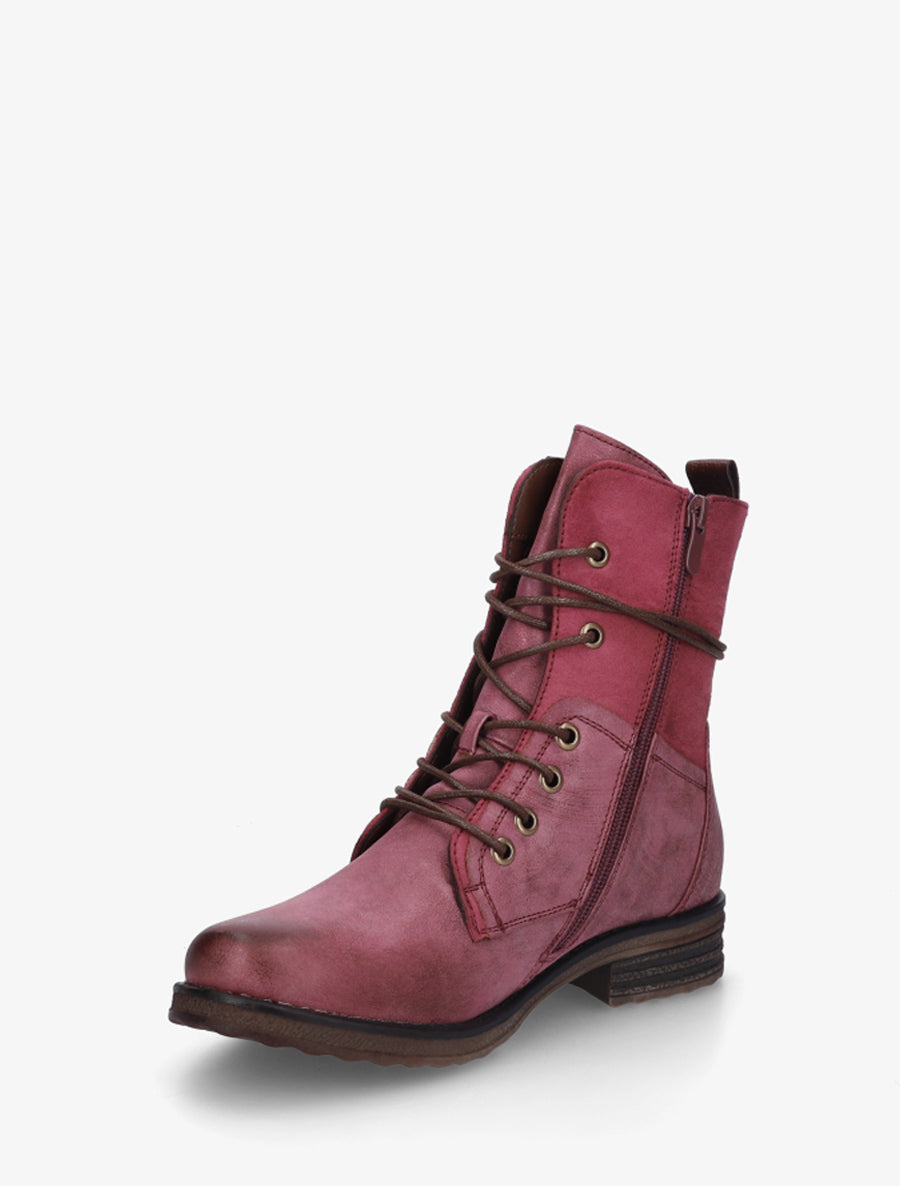 Bottines bi-matière à contrefort imprimé croco - Magenta - 3
