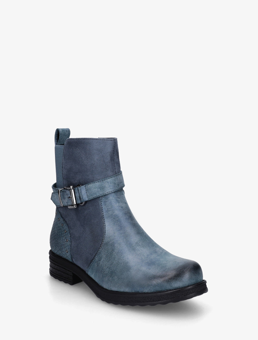 Bottines bi-matières à contrefort élastiqué - Bleu - 2