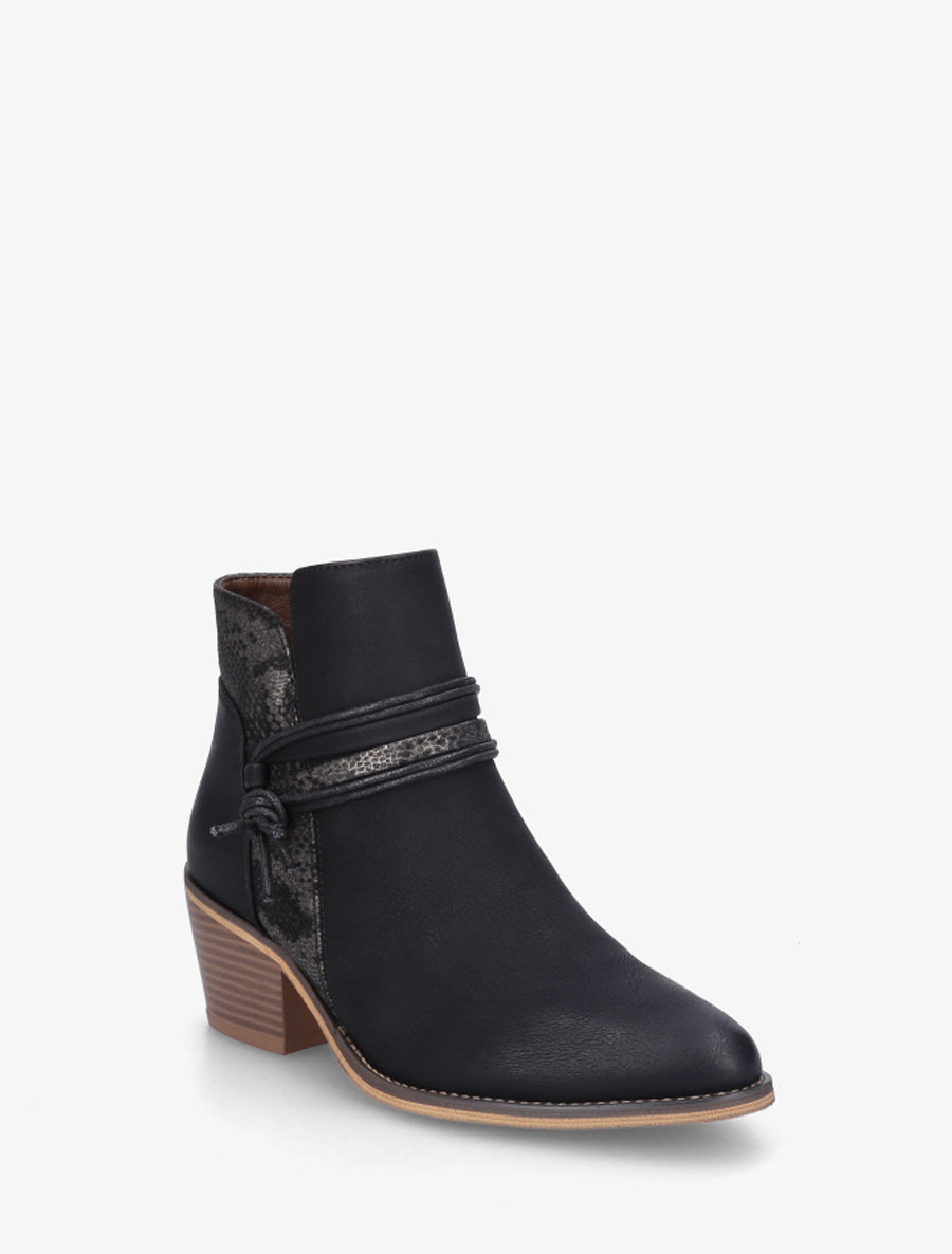 Bottines à talon et imprimé python - Noir - 2