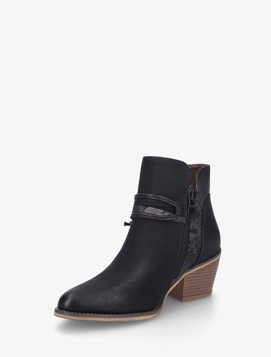 Bottines à talon et imprimé python - Noir - 3