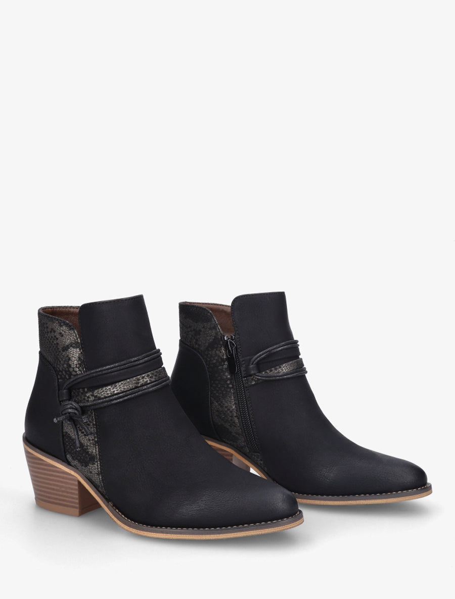 Bottines à talon et imprimé python - Noir - 4